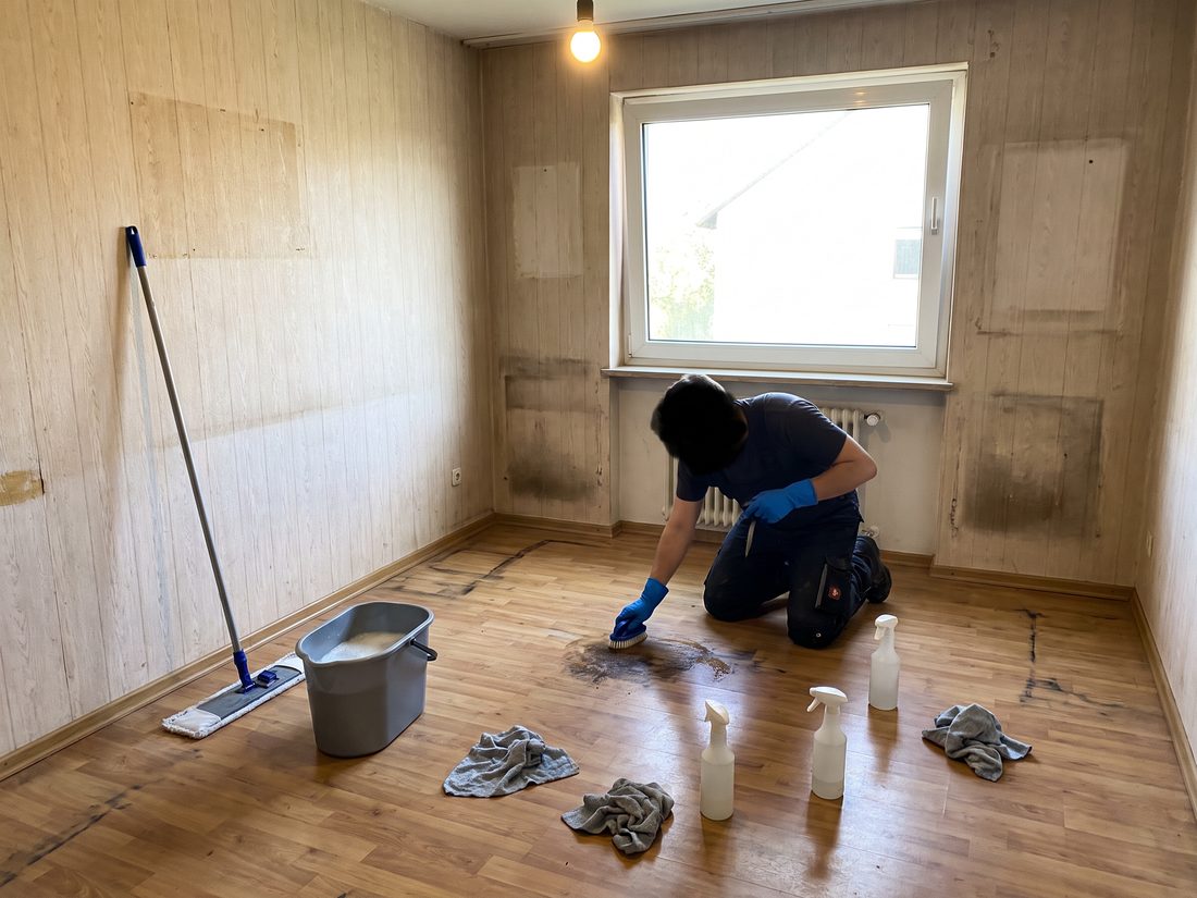 Grundreinigung nach der Entrümpelung einer Messi Wohnung in {Stadt}